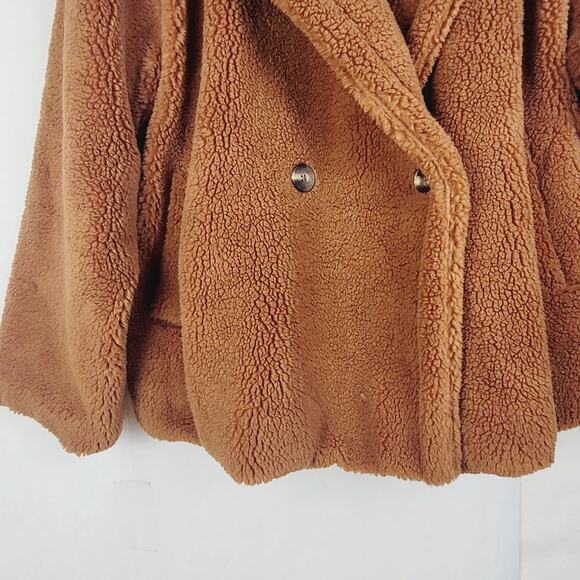Gap brown sherpa double breasted teddy coat Size XXL Retro Cozycore Cabin - Picture 5 of 9